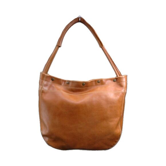 Furla (Authentic) Large Camel Leather & Brass Studded Shoulder Bag Vintage Y2K - Picture 1 of 12